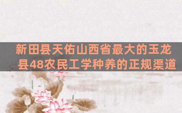 新田县天佑山西省最大的玉龙县48农民工学种养的正规渠道
